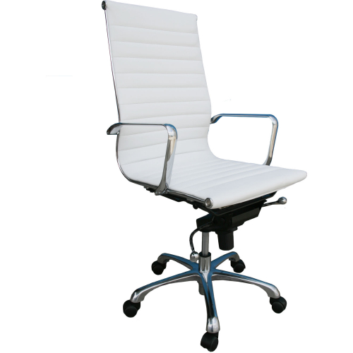 Comfy High Back Office Chair in White Leatherette